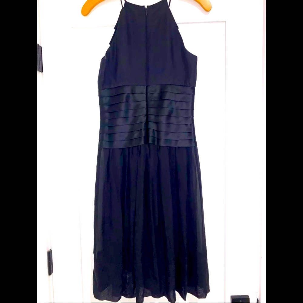 BCBG Black Dress with Ribbon Cascade Neckline LBD Size 4